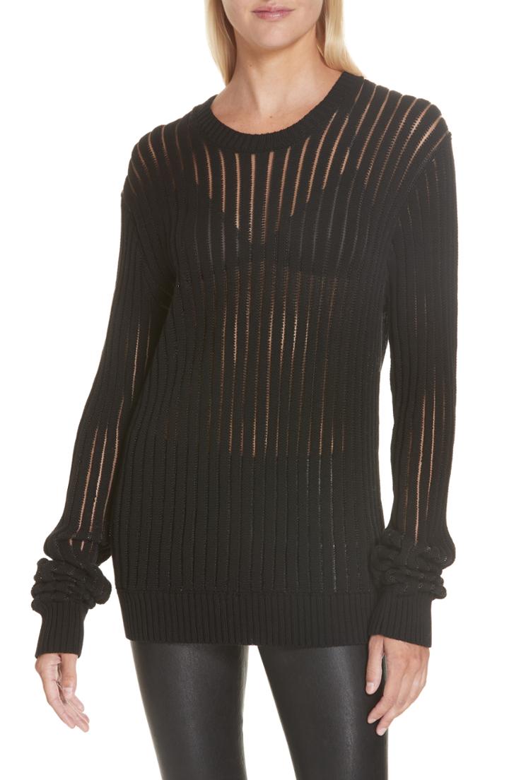 Women's Helmut Lang Sheer Stripe Sweater - Black