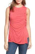 Women's Halogen Ruched Drape Front Tank - Coral
