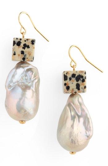 Women's Tory Burch Baroque Pearl & Jasper Drop Earrings