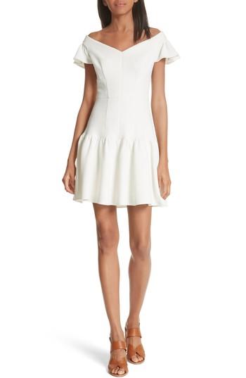 Women's Rebecca Taylor Off The Shoulder Stretch Texture Dress - White