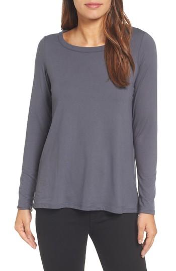 Petite Women's Bobeau High/low Bow Back Top P - Grey