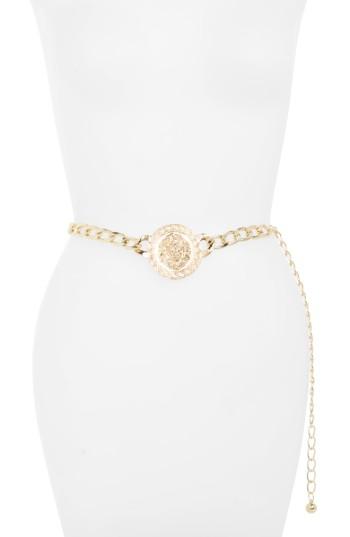 Women's Amici Accessories Coin Chain Belt, Size - Gold