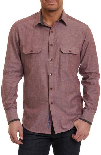 Men's Robert Graham Upstate Classic Fit Herringbone Sport Shirt X-large - Red