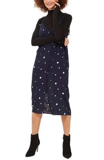 Women's Topshop Star Print Slipdress Us (fits Like 0) - Blue