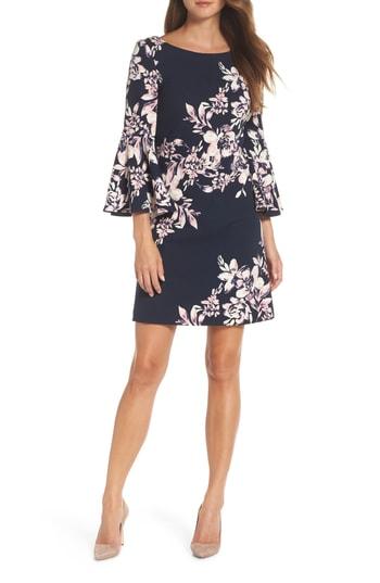 Women's Eliza J Floral Bell Sleeve Shift Dress - Blue