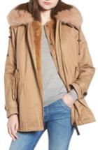 Women's Derek Lam 10 Crosby Two-tone Faux Fur Vest With Parka - Beige