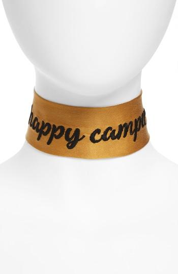 Women's New Friends Colony Happy Camper Embroidered Silk Ribbon Choker
