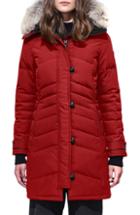 Women's Canada Goose 'lorette' Hooded Down Parka With Genuine Coyote Fur Trim, Size (000-00) - Red