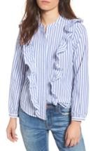 Women's Madewell Whitney Stripe Ruffle Blouse - Blue