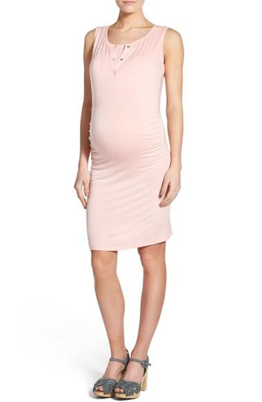 Women's Lab40 'joy' Sleeveless Maternity/nursing Midi Dress - Pink