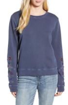 Women's Lucky Brand Embroidered Flowers Sweatshirt - Blue