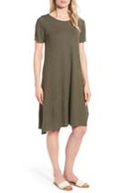 Women's Eileen Fisher Asymmetrical Hemp Blend Shift Dress, Size - Green