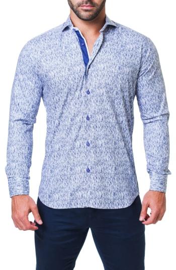 Men's Maceoo Einstein Ecrito Trim Fit Sport Shirt (s) - Blue