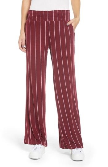 Women's Love, Fire Stripe Knit Wide Leg Pants - Burgundy