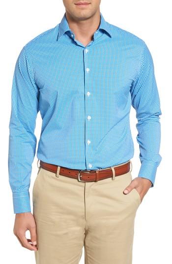 Men's Peter Millar Statler Regular Fit Check Performance Sport Shirt - Blue