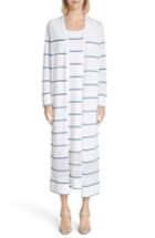 Women's Lafayette 148 New York Stripe Sheer Hem Duster, Size - White