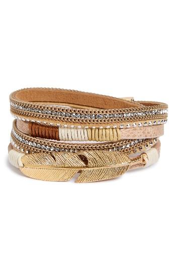 Women's Panacea Crystal Feather Wrap Bracelet