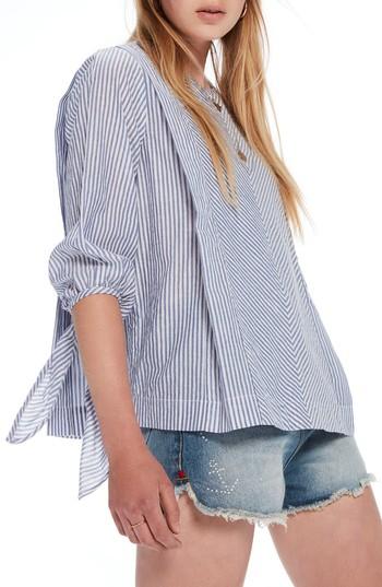 Women's Scotch & Soda Metallic Stripe Tie Sleeve Top - Blue