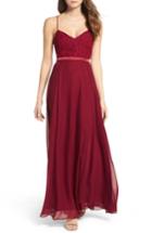 Women's Lulus Embellished Lace Gown - Burgundy