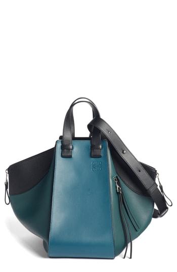 Loewe Small Hammock Tricolor Pebbled Leather Hobo - Blue
