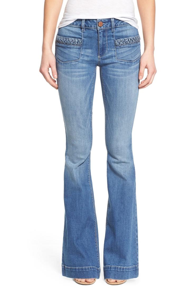 Women's 1822 Denim Braided Pocket Flare Jeans - Blue