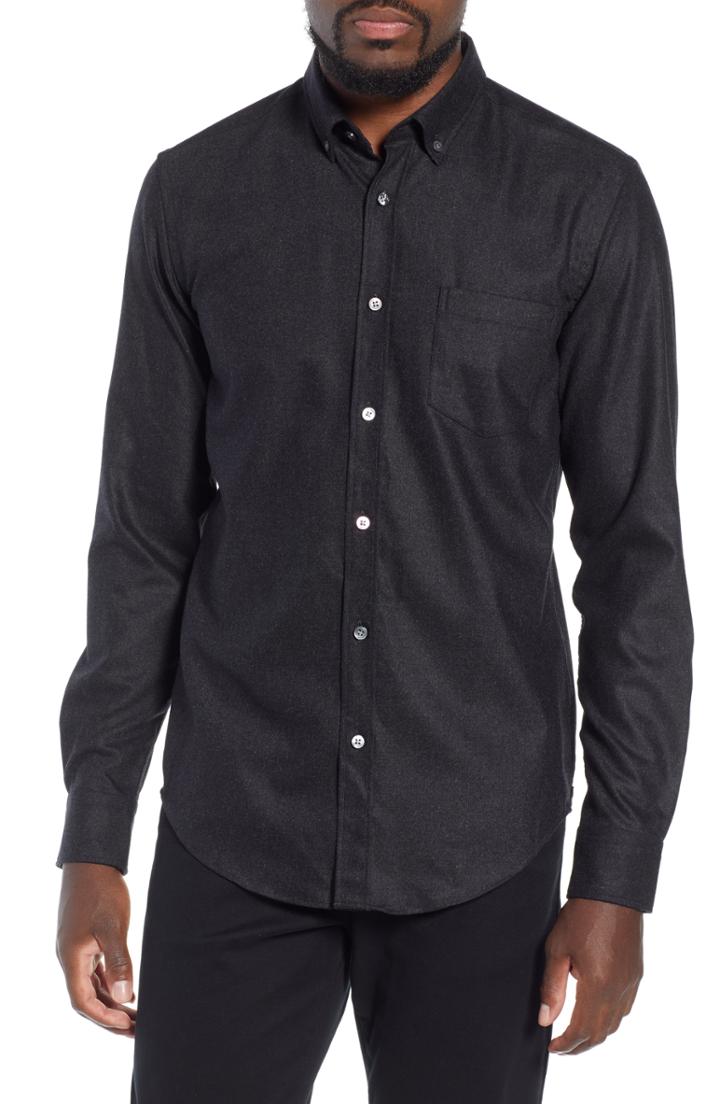 Men's Boss T-rafael Long Sleeve Slim Fit Flannel Sport Shirt - Grey