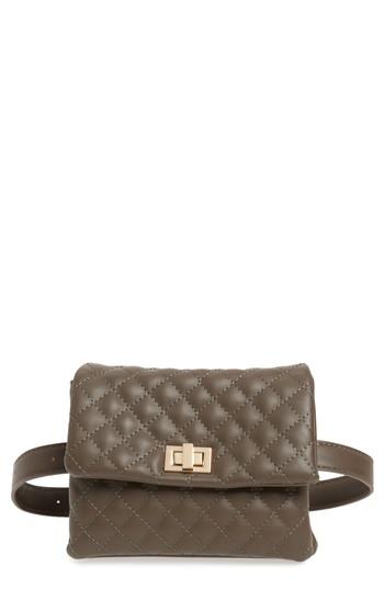 Mali + Lili Quilted Vegan Leather Belt Bag - Green