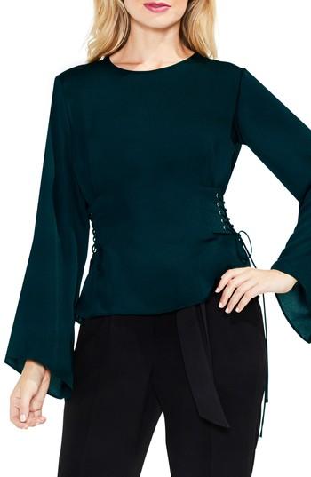 Women's Vince Camuto Bell Sleeve Side Lace-up Blouse - Green