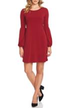Women's Cece Bishop Sleeve A-line Knit Dress - Red