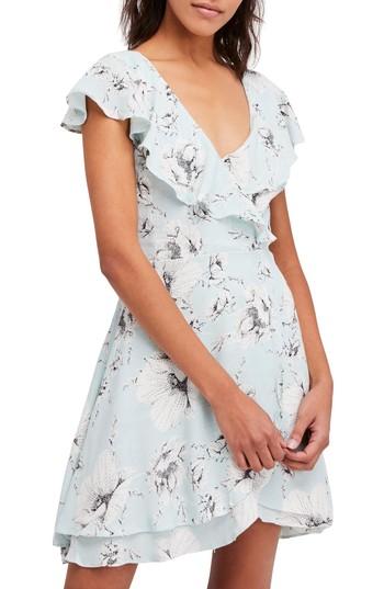 Women's Free People French Quarter Print Wrap Minidress - Blue