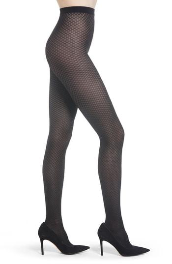 Women's Wolford Tess Check Tights - Black