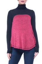 Women's Olian Paola Colorblock Turtleneck Maternity Top - Burgundy
