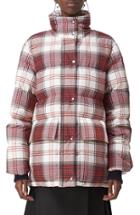 Women's Burberry Selsey Check Print Down Coat - White
