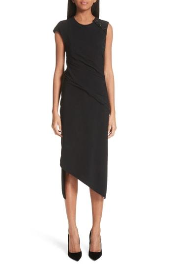 Women's Proenza Schouler Spiral Detail Asymmetrical Crepe Dress - Black