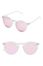 Women's Nem 50mm Mirrored Round Sunglasses - Clear Sky Blue/ Pink Tint