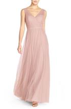 Women's Watters 'kathy' Beaded Waist Bobbinet Gown - Pink