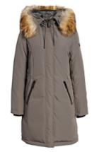 Women's Sam Edelman Faux Fur Trim Down Jacket, Size - Grey