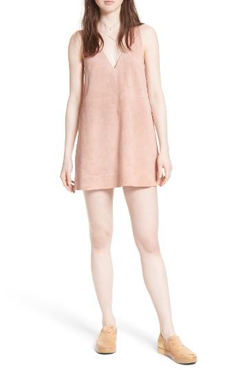 Women's Free People 'retro Love' Suede Trapeze Minidress - Pink