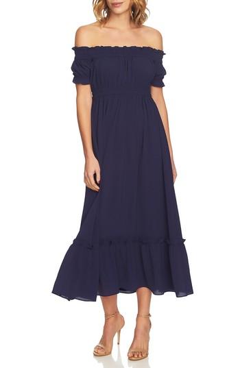 Women's Cece Vivian Off The Shoulder Smocked Maxi Dress - Blue