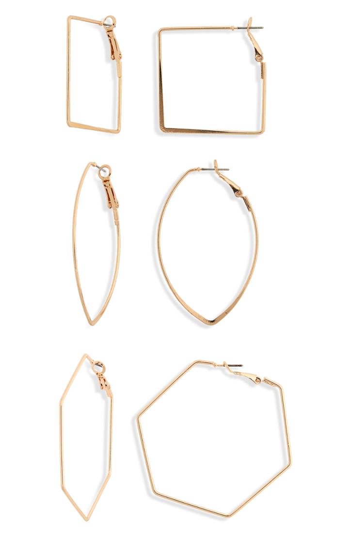 Women's Bp. 3-pack Geo Hoop Earrings