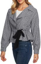 Women's Cece Cotton Gingham Tie Waist Jacket, Size - Black