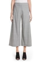 Women's Adam Lippes Windowpane Check Wool Wide Leg Crop Pants - Grey