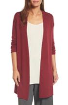 Women's Eileen Fisher Long Merino Wool Cardigan, Size - Red