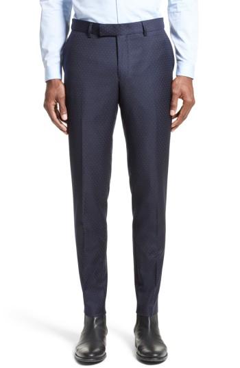 Men's The Kooples Print Wool Suit Trousers Eu - Blue