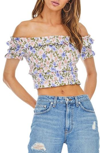 Women's Astr The Label Tori Off The Shoulder Crop Top - Blue
