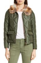 Women's Nili Lotan Alvy Faux Fur Collar Quilted Coat - Green