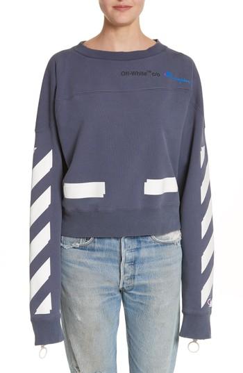 Women's Off-white X Champion Crewneck Sweatshirt - Blue
