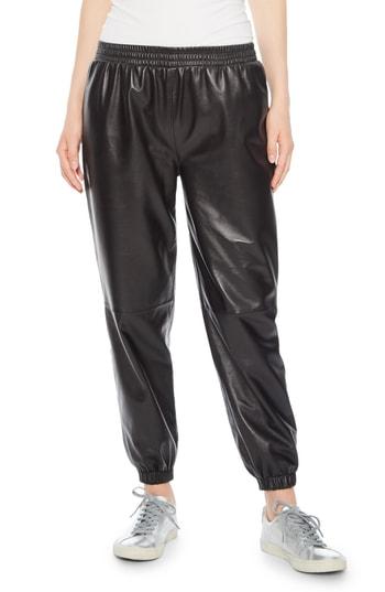Women's Parker Eavan Leather Jogger Pants - Black