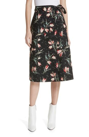 Women's Rebecca Taylor Floral Ikat Wrap Skirt - Black