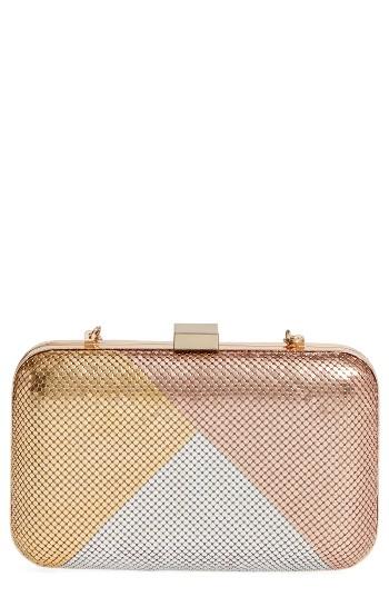 Whiting & Davis Color Block Mesh Box Clutch - Metallic
